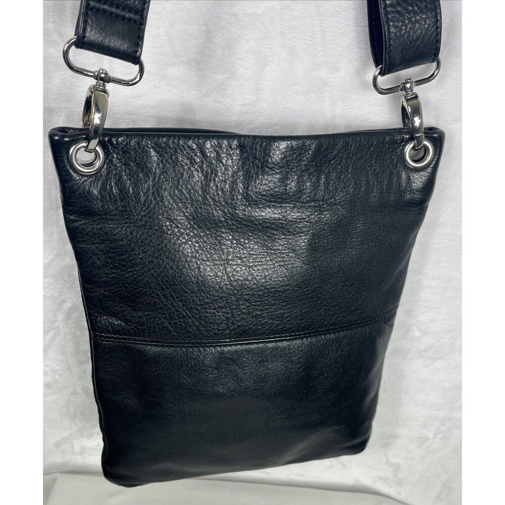 Margot Genuine Leather Crossbody Purse Zippered Pockets Black - Picture 5 of 11